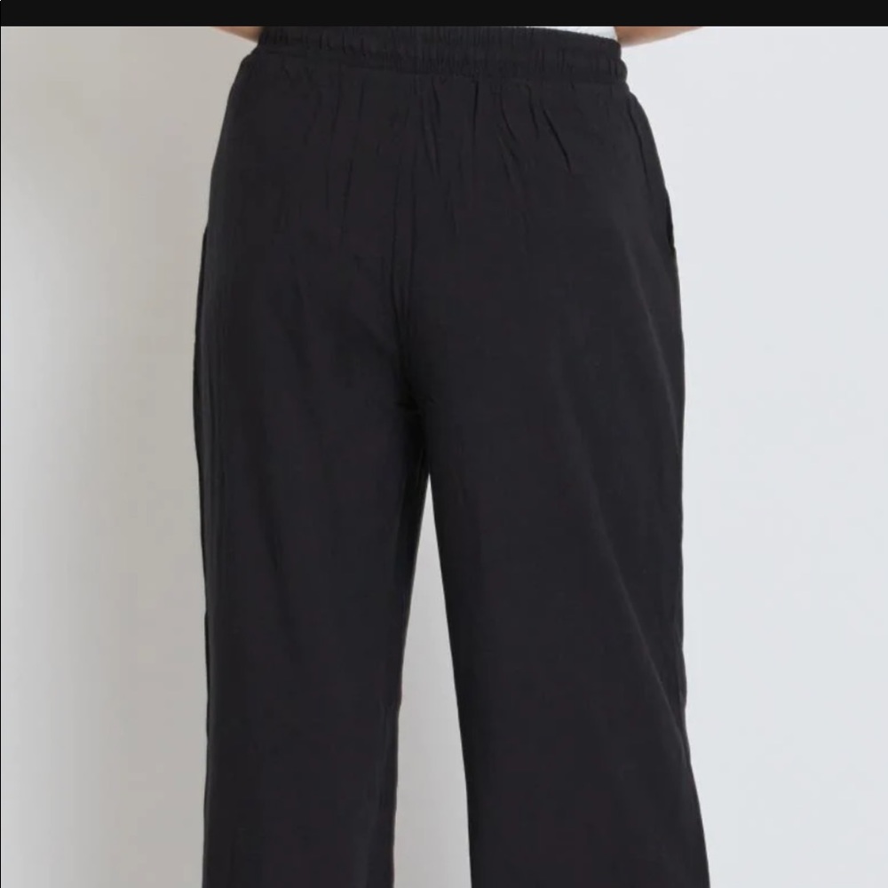 NWT Royalty For Me Black Drawstring Wide Straight Pant with Tie. Size: L